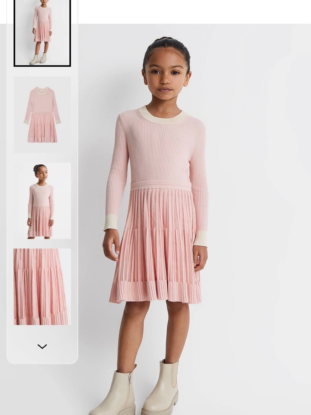 Reiss Pink Teagan 11-12 yrs Ribbed Fit-and-Flare Dress